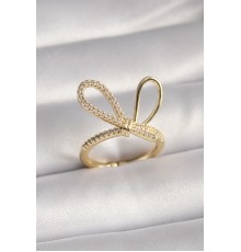Gold Renk Zirkon Taşlı Düğüm Model Kadın Yüzük - TJ-BYK3085