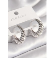 Pirinç Gümüş Renk Sarmal Halka Model Kadın Küpe - TJ-BKP8680