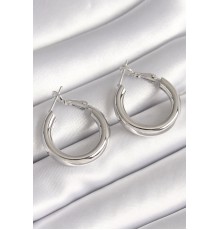 Pirinç Gümüş Renk Halka Model Kadın Küpe - TJ-BKP8713