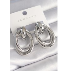 Pirinç Gümüş Renk Oval Sarmal Model Kadın Küpe - TJ-BKP8728