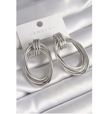 Pirinç Gümüş Renk Oval Model Kadın Küpe - TJ-BKP8730