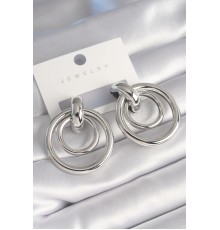 Pirinç Gümüş Renk Halka Model Kadın Küpe - TJ-BKP8734