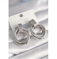 Pirinç Gümüş Renk Halka Model Kadın Küpe - TJ-BKP8738