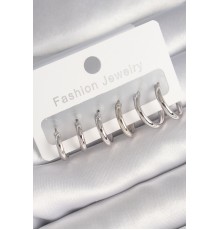 Pirinç Gümüş Renk İnce Halka Model Kadın Küpe Seti - TJ-BKP8762