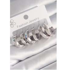 Pirinç Gümüş Renk Kalın Halka Model Kadın Küpe Seti - TJ-BKP8768