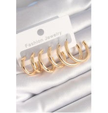 Pirinç Gold Renk Halka Model Kadın Küpe Seti - TJ-BKP8769