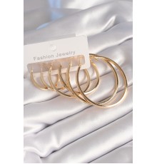 Pirinç Gold Renk Halka Model Kadın Küpe Seti - TJ-BKP8799
