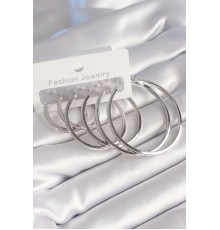 Pirinç Gümüş Renk Halka Model Kadın Küpe Seti - TJ-BKP8800