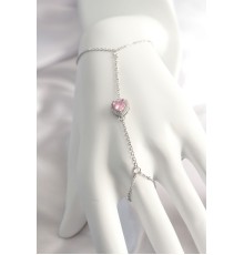 316L Çelik Gümüş Renk Pembe Zirkon Taşlı Kalp Şahmeran - TJ-SN552