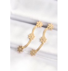 316L Çelik Gold Renk İtalyan Zincir Papatya Küpe - TJ-BKP8801