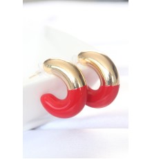 CCB Kırmızı Gold Çift Renk Küpe - TJ-BKP8869