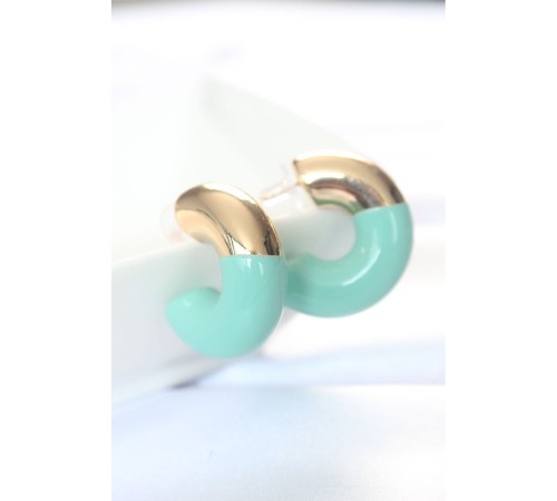 CCB Turkuaz Gold Çift Renk Küpe - TJ-BKP8871