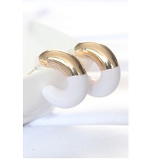 CCB Beyaz Gold Çift Renk Küpe - TJ-BKP8874