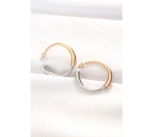 Pirinç Çift Renk Halka Küpe - TJ-BKP8887