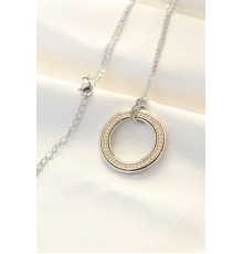 316L Çelik Zirkon Taşlı Çift Renkli Tifany Kolye - TJ-BKO8503