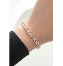 Pirinç Zirkon Taşlı Gold Renk Su Yolu Bileklik - TJ-BB6044