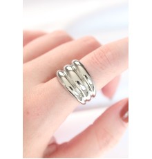 Silver Renk Ayarlanabilir Çizgili Bombe Yüzük - TJ-BYK3118