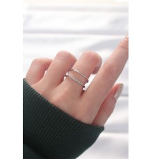 2li Görünümlü Su Yolu Tasarımlı Silver Renk Ayarlanabilir Yüzük - TJ-BYK3135