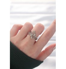 Topçuk Model Zirkon Taşlı Silver Renk Ayarlanabilir Yüzük - TJ-BYK3137