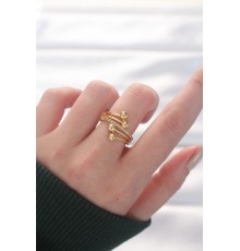 Topçuk Model Zirkon Taşlı Gold Renk Ayarlanabilir Yüzük - TJ-BYK3138