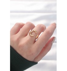 C Harfli Altın Renk Ayarlanabilir Yüzük - TJ-BYK3150