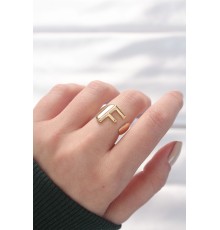 F Harfli Altın Renk Ayarlanabilir Yüzük - TJ-BYK3154