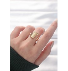 T Harfli Altın Renk Ayarlanabilir Yüzük - TJ-BYK3158