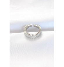 Sıralı Baget Taşlı Silver Renk Ayarlanabilir Yüzük - TJ-BYK3110