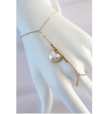 316L Çelik Gold Renk Beyaz Bubble Kalp Tasarımlı Şahmeran - TJ-SN576