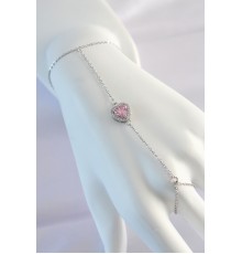 316L Çelik Gümüş Renk Pembe Zirkon Taşlı Kalp Model Şahmeran - TJ-SN582