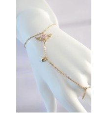 316L Çelik Gold Renk Pembe Zirkon Taşlı Kanatlı Kalp Model Şahmeran - TJ-SN585