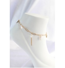 316L Çelik Gold Renk Kalp Detaylı Sallantılı Halhal - TJ-HH1561