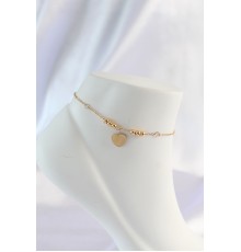 316L Çelik Gold Renk Zirkon Taş Detay Kalpli Halhal - TJ-HH1577