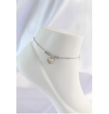 316L Çelik Gümüş Renk Zirkon Taş Detay Kalpli Halhal - TJ-HH1578