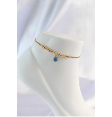 316L Çelik Gold Renk Minimal Nazar Boncuklu Halhal - TJ-HH1579