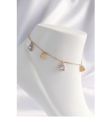 316L Çelik Gold Renk Minimal Renkli Zirkon Taşlı Kalp Halhal - TJ-HH1613