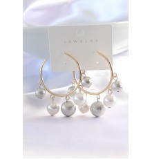 Pirinç Gümüş Renk Topçuk Model Gold Renk Halka Küpe - TJ-BKP8907