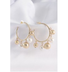 Pirinç Gold Renk Topçuk Model Halka Küpe - TJ-BKP8908