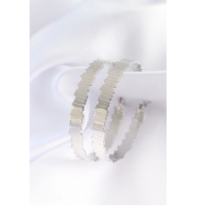 Pirinç Gümüş Renk Tırtıklı Halka Küpe - TJ-BKP8925