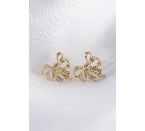 Pirinç Gold Renk Fiyonk Küpe - TJ-BKP8944