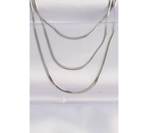 316L Çelik Gümüş Renk İtalyan Zincir Çoklu Kolye - TJ-BKO8640