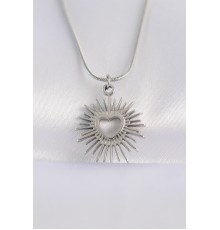 316L Çelik Zincir Gümüş Renk Kalp Güneşi Tasarımlı Kolye - TJ-BKO8658