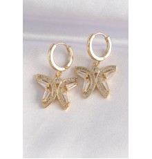 Pirinç Gold Renk Zirkon Taşlı Tasarım Küpe - TJ-BKP8960