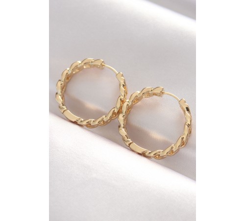 Pirinç Gold Renk Zincir Model Halka Küpe - TJ-BKP8970