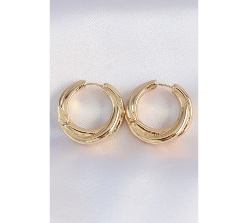 Pirinç Gold Renk Asimetrik Kıvrım Küpe - TJ-BKP8974