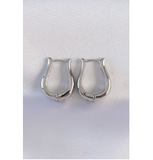 Pirinç Gümüş Renk İçi Boş Gül Küpe - TJ-BKP8977