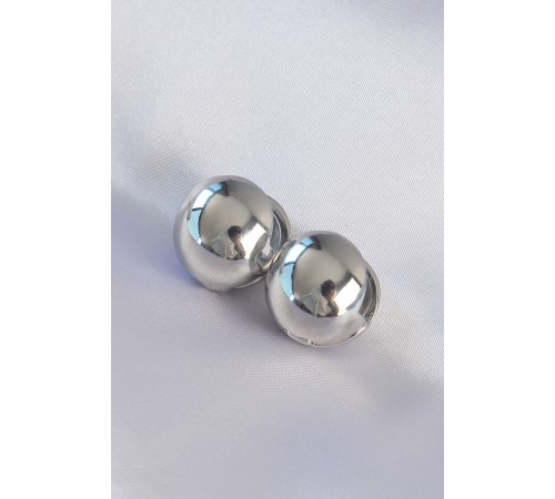 Pirinç Gümüş Renk İçi Boş Minimal Topçuk Küpe - TJ-BKP8985