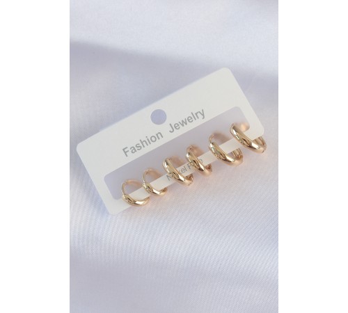 Pirinç Gold Renk Oval Bombeli Küpe Seti - TJ-BKP8996