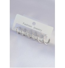 Pirinç Gümüş Renk Oval Küpe Seti - TJ-BKP9003