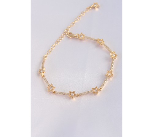 Vip Seri Pirinç Zirkon Taşlı Gold Renk Halley Model Bileklik - TJ-BB6081